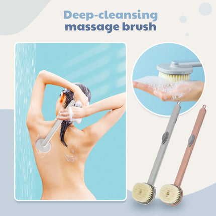 Brosse de massage et de nettoyage à long manche pour la douche et le bain