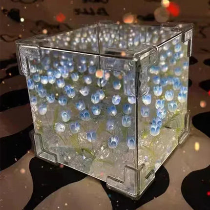 Lumière Éclatante: Cube Créatif Marin de Tulipes 3D – Une Nuit Magique pour Elle