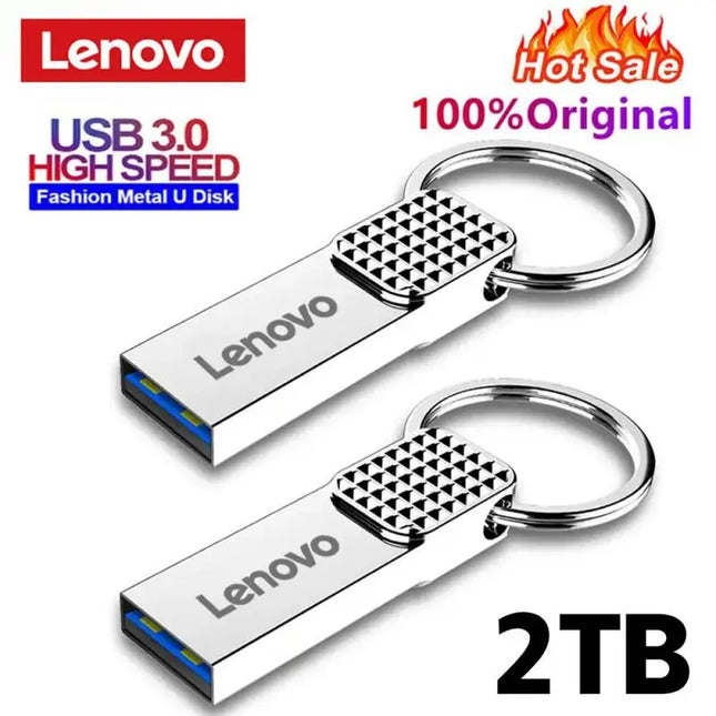 Lenovo - Mini clé USB 2TO en métal Haute Vitesse + Adaptateur Type-C OFFERT