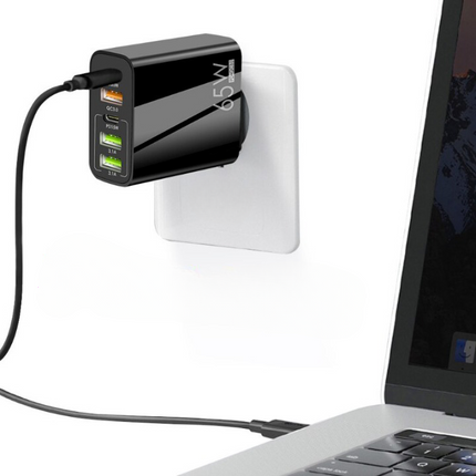 Chargeur rapide 65W 5 en 1 - 3 USB + 2 USB-C