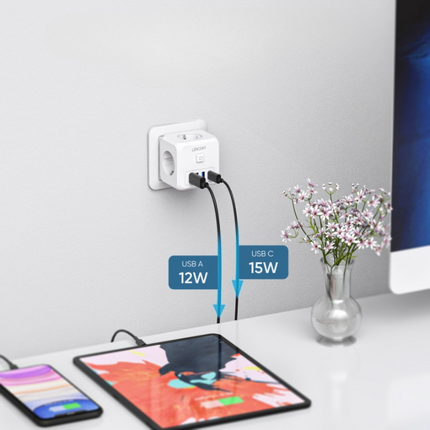 Cube Multiprise 7 en 1 USB, USB-C et Standard