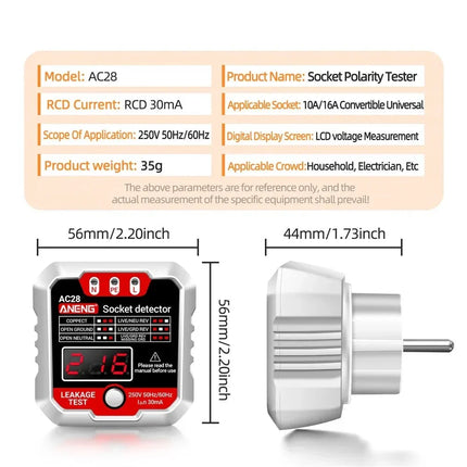 Testeur de Prise Détecteur de Tension - Affichage Numérique