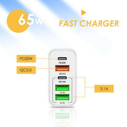 Chargeur rapide 65W 5 en 1 - 3 USB + 2 USB-C