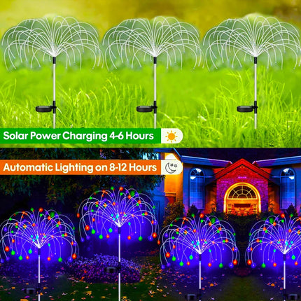 Lot de 2 Lampes LED Solaires -  Effet Feu D'artifice