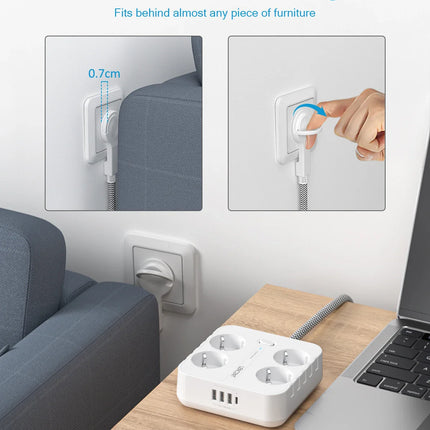 Multiprise 8 en 1 Économie d'Énergie - USB et Plugs