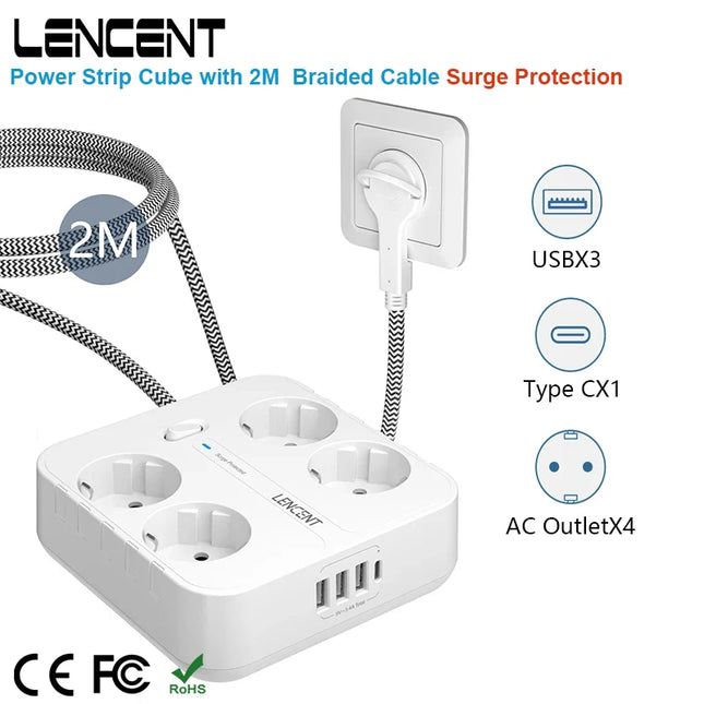 Multiprise 8 en 1 Économie d'Énergie - USB et Plugs