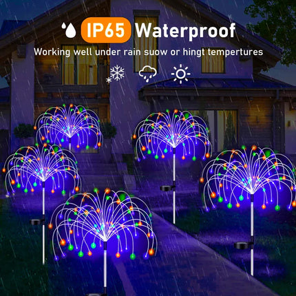 Lot de 2 Lampes LED Solaires -  Effet Feu D'artifice