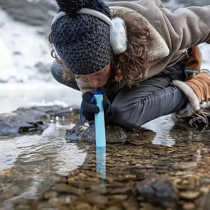 Paille filtrante de survie - Filtre à eau portable + Gourde pliante & E-Book OFFERTS